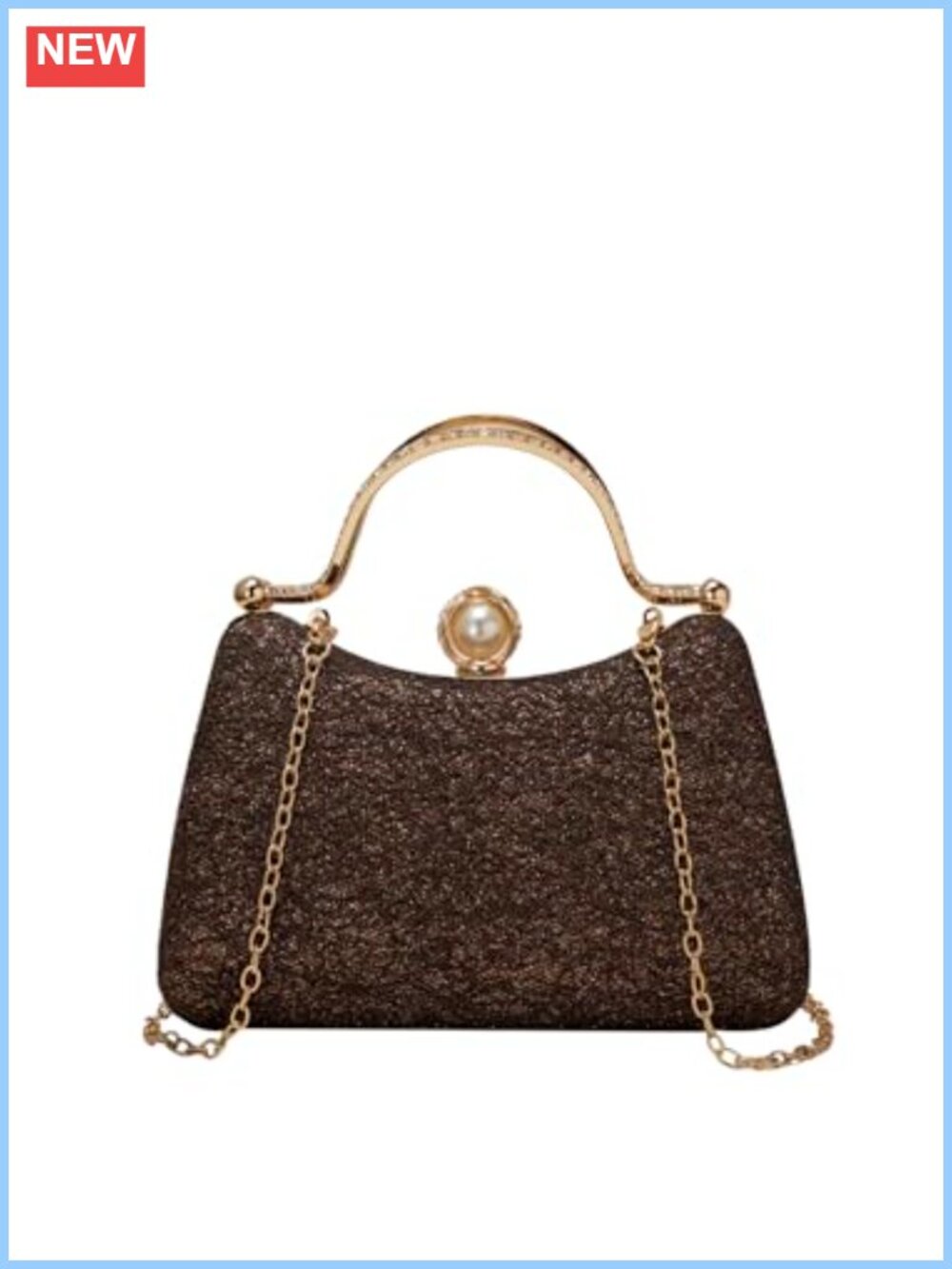Glitter Evening Clutch Purse with Chain Strap Formal Bag